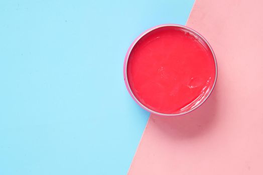 Close up of used petroleum jelly in a container ,