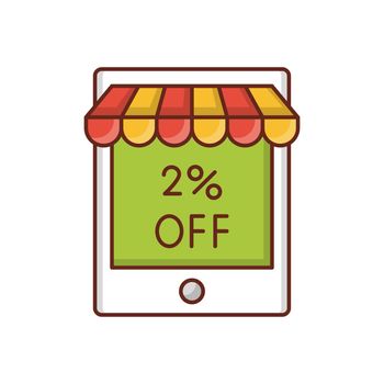 discount Vector illustration on a transparent background. Premium quality symbols.Vector line flat color icon for concept and graphic design.