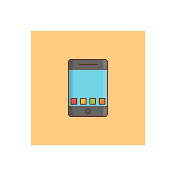 mobile Vector illustration on a transparent background. Premium quality symbols.Vector line flat color icon for concept and graphic design.