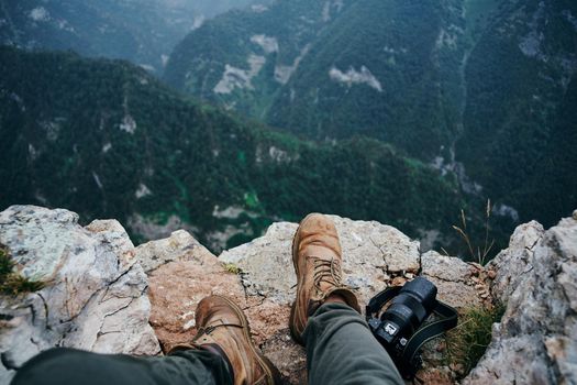 Field flowers mountains travel adventure nature. High quality photo