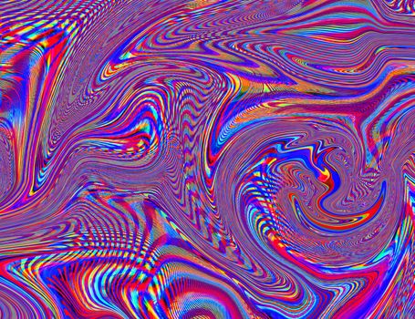 Hippie Trippy Psychedelic Rainbow Background LSD Colorful Wallpaper. Abstract Hypnotic Illusion. Hippie Retro Texture Glitch and Disco.