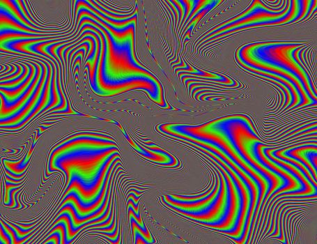 Trippy Psychedelic Rainbow Background Glitch LSD Colorful Wallpaper. 60s Abstract Hypnotic Illusion. Hippie Retro Texture. hallucinations.