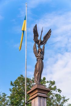 Ternopil, Ukraine 06.07.2021. Monument of independence in Ternopil, Ukraine, on a sunny summer morning