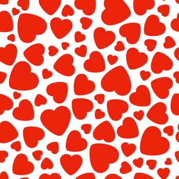 Seamless Pattern With Red Hearts On White Background. Graphic Design In The Concept of Love. Card And Banner for Valentines Day, Wedding, Birthday and Holiday.