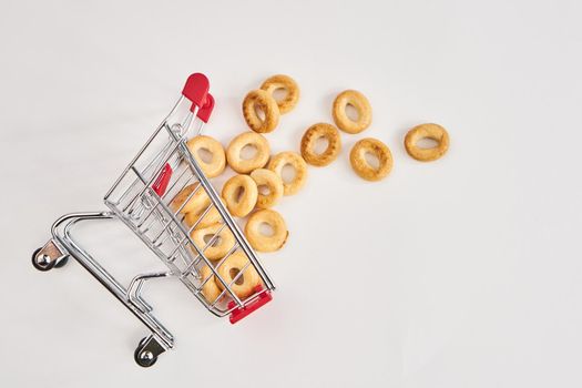 grocery carts supermarket shopping in the store. High quality photo