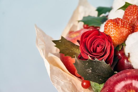 bouquet with fruits vitamins decoration gift romance. High quality photo