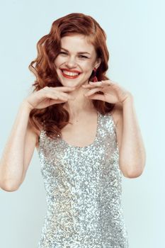 attractive woman redhead posing cosmetics glamor. High quality photo