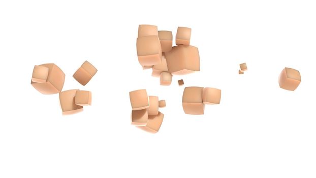 Cube is assembled and disassembled intro 3d render