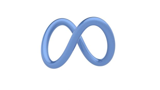 Blue infinity sign endless intro object 3d render