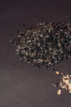 natural product sunflower seeds handing close-up food. High quality photo