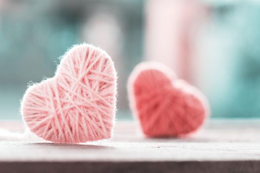 Polygon Shape Of Heart On Bokeh Soft Light Background, Polygonal Design, The Concept Of Love In Valentine's Day