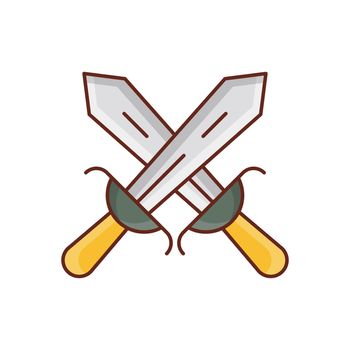 sword Vector illustration on a transparent background. Premium quality symbols.Vector line flat color icon for concept and graphic design.