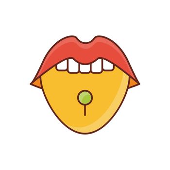 tongue Vector illustration on a transparent background. Premium quality symbols. Vector Line Flat color icon for concept and graphic design.