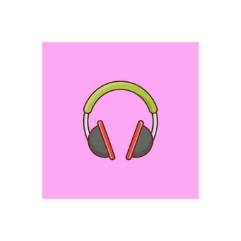 headphone vector flat color icon