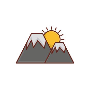 sunset vector flat colour icon
