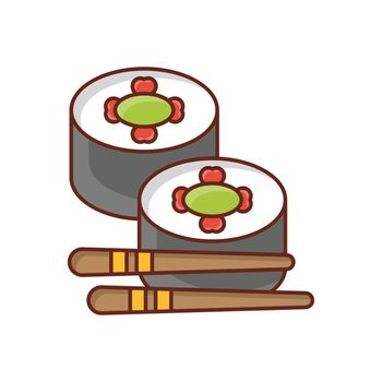 sushi Vector illustration on a transparent background. Premium quality symbols. Vector Line Flat color icon for concept and graphic design.