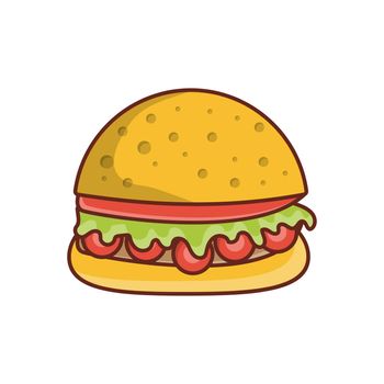 burger Vector illustration on a transparent background. Premium quality symbols. Vector Line Flat color icon for concept and graphic design.