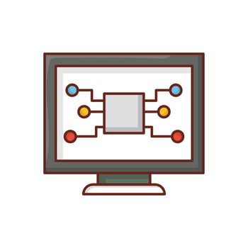 processor vector flat color icon