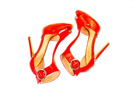 red patent leather sandal for the summer season