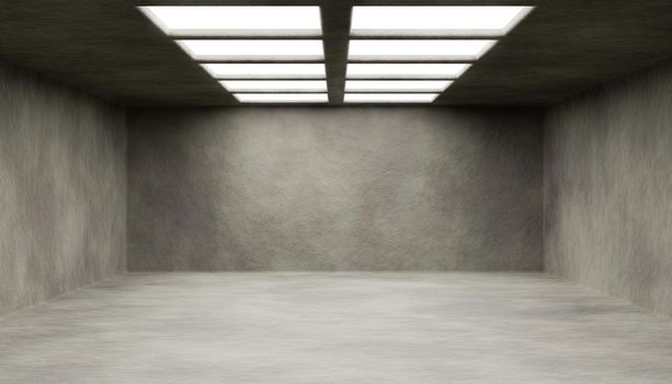 empty abstract room with lighted roof window. 3d rendering