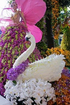 Swan made from orchid flowers.