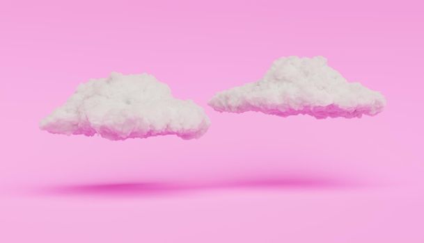 background with cotton clouds floating on minimalist pink background for product display. 3d render