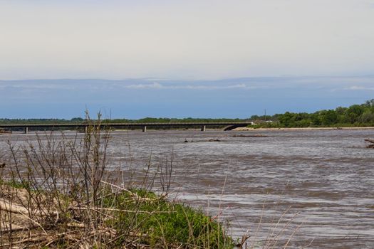 Catfish with Set line fishing alone the Niobrara River in Nebraska . High quality photo