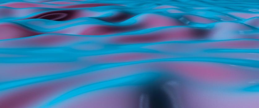 abstract satin fabric background with blue and red reflections. 3d render