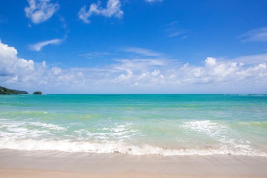 Coastal sea waves with blue sky