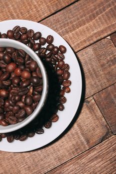 a cup of coffee freshly brewed beverage close-up food. High quality photo