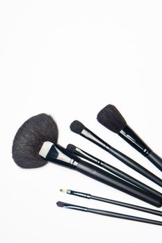 makeup brushes accessories cosmetics top view fashion. High quality photo