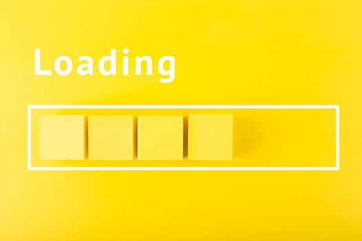 Loading progress bar in yellow colors. Minimal concept of loading status. Loading bar on bright yellow background