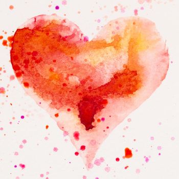 Watercolor heart. Valentines day Greating card, love, relationship, art, painting.