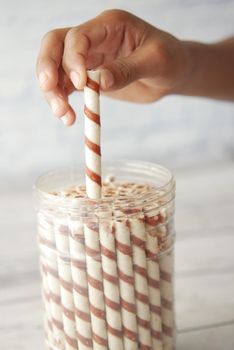 hand pick a wafer roll chocolate .