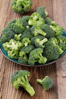 Healthy Green Organic Raw Broccoli Florets Ready for Cooking