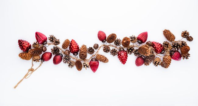 Christmas garland isolated on white background.