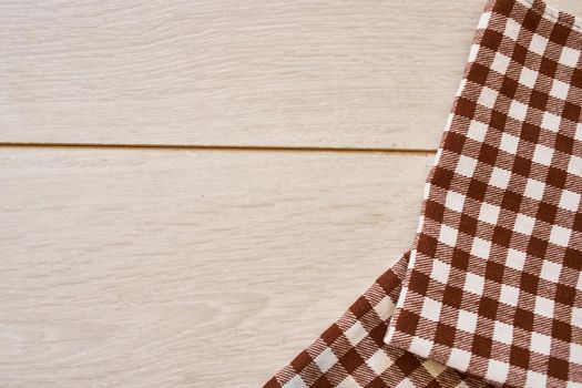 wooden texture plaid tablecloth kitchen textile design. High quality photo