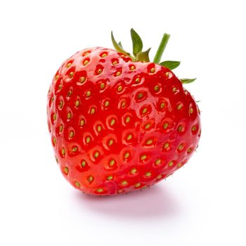 Isolated strawberry. Single strawberry fruit isolated on white background, with clipping path - Image