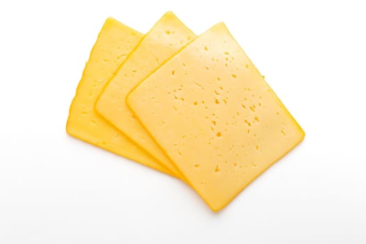 Cheese slice isolated on the white background.