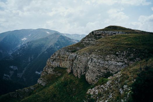 Field flowers mountains travel adventure nature. High quality photo