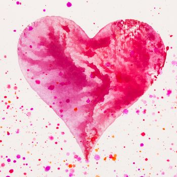 Watercolor heart. Valentines day Greating card, love, relationship, art, painting.