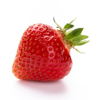 Isolated strawberry. Single strawberry fruit isolated on white background, with clipping path - Image