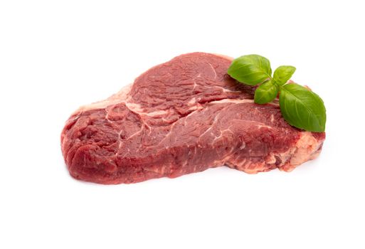 Bio fresh steak isolated on a white background. 