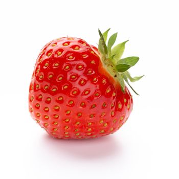 Isolated strawberry. Single strawberry fruit isolated on white background, with clipping path - Image