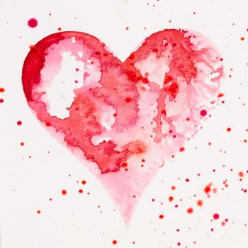 Watercolor heart. Valentines day Greating card, love, relationship, art, painting.