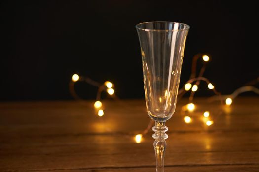 champagne glass garland wooden table decoration christmas. High quality photo