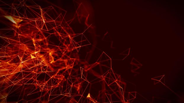 Abstract Fire red Geometrical Background ..Futuristic technology style. Neon Sign . Futuristic Technology HUD Element . Elegant Abstract background . Big data .