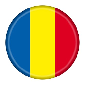 A Romania flag button 3d illustration with clipping path