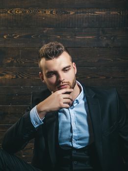 thoughtful man in business dress code jacket. Man in classic suit shirt. Business confident. Portrait of handsome serious male model. Ambition and individuality, success. office life. he has problem.