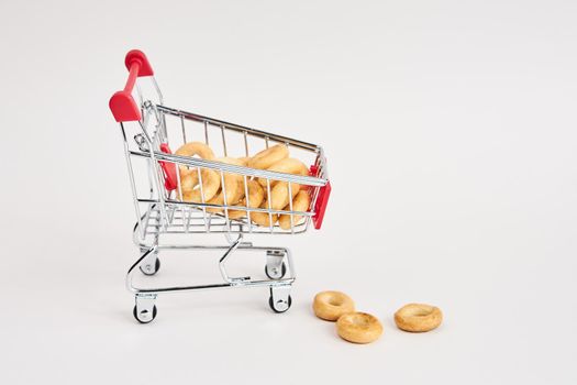 grocery carts supermarket shopping in the store. High quality photo